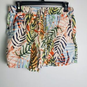 Tahari Linen Palm Printed Shorts